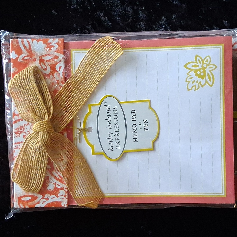 kathy ireland Expressions Orange and Gold Memo Pad with Pen